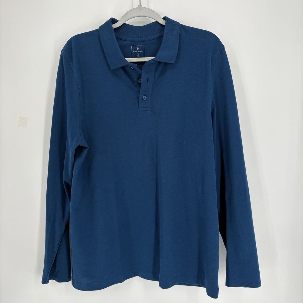 Vustra‎ Polo Shirt Mens Large Teal Blue 100% Organic Cotton Fair Trade